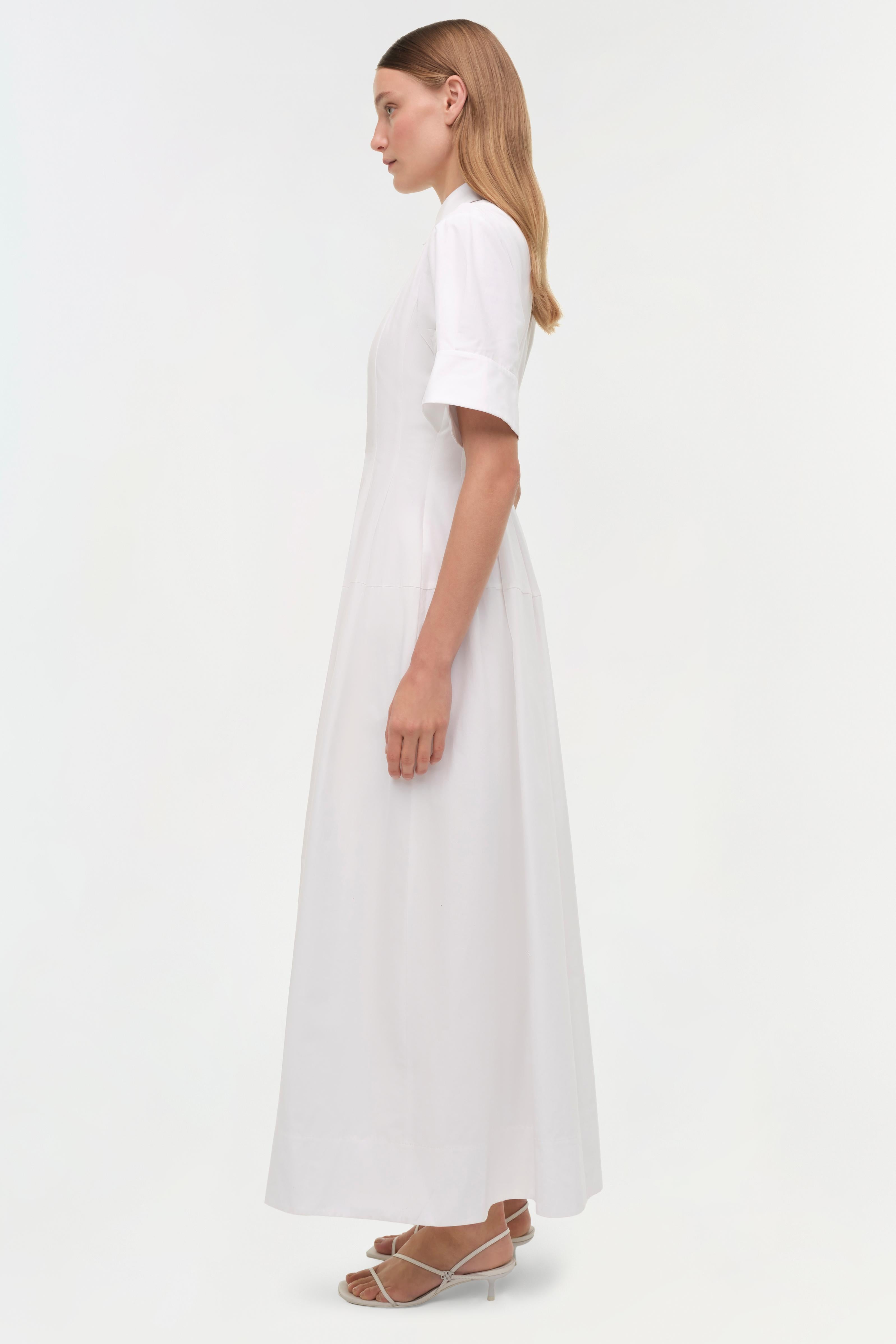 SIMKHAI Women's Mollie Cotton Shirt Dress in White, Size 2 SIMKHAI Women's Mollie Cotton Shirt Dress in White, Size 2