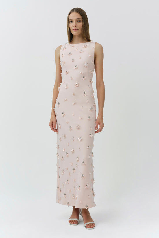 SIMKHAI Women's Claudia Embellished Crepe Column Midi Dress in Pink Size US 4