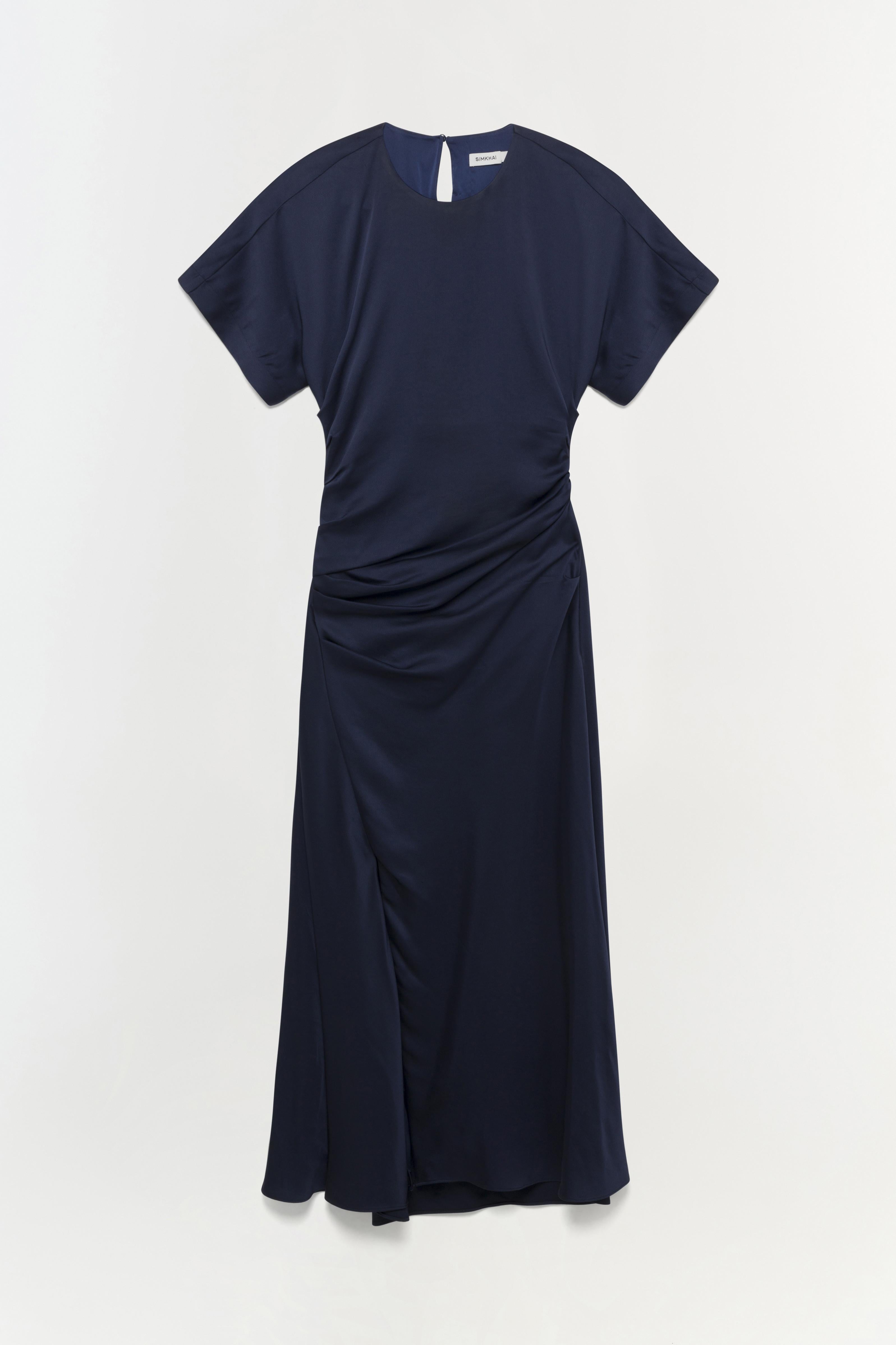 Marabella Draped Midi Dress - Blue | SIMKHAI Marabella Draped Midi Dress - Blue | SIMKHAI
