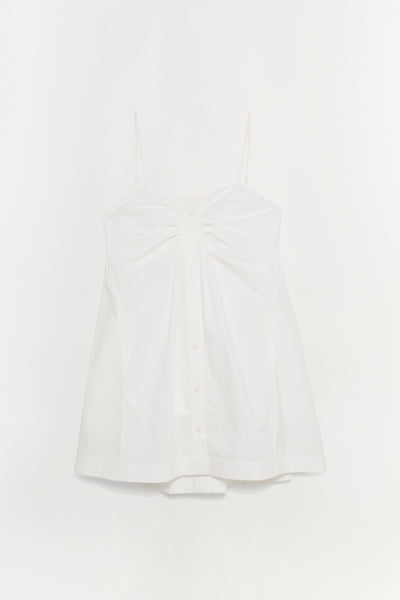SIMKHAI コットンブレンドミディドレス Kendall Twisted Button Front Dress - White | SIMKHAI
