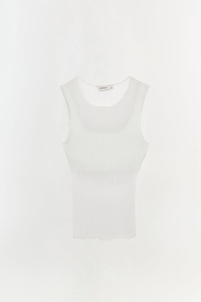 新品・未使用【OMMO】タンクトップ ASYMME TUCK KT TOP 白 OMMO ONLINE STORE / ASYMME TUCK KT TOP