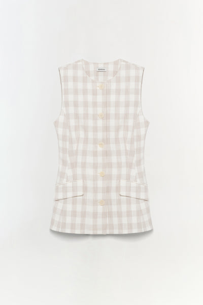 Calliope Vest with Pockets - Sand Gingham | SIMKHAI