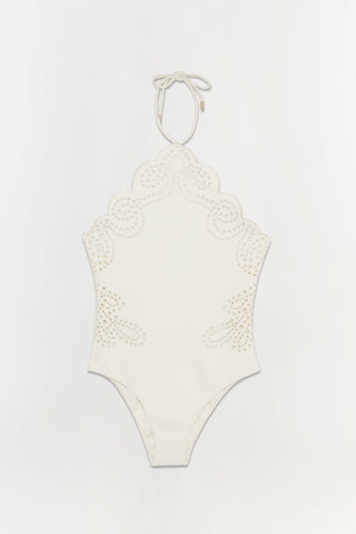 Nicolette Halter Embroidered Swimsuit