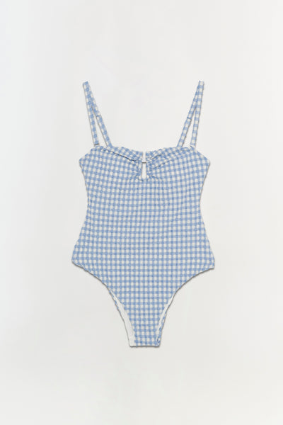 Ottilie Strapless One Piece - Blue Gingham | SIMKHAI Ottilie Strapless One Piece - Blue Gingham | SIMKHAI