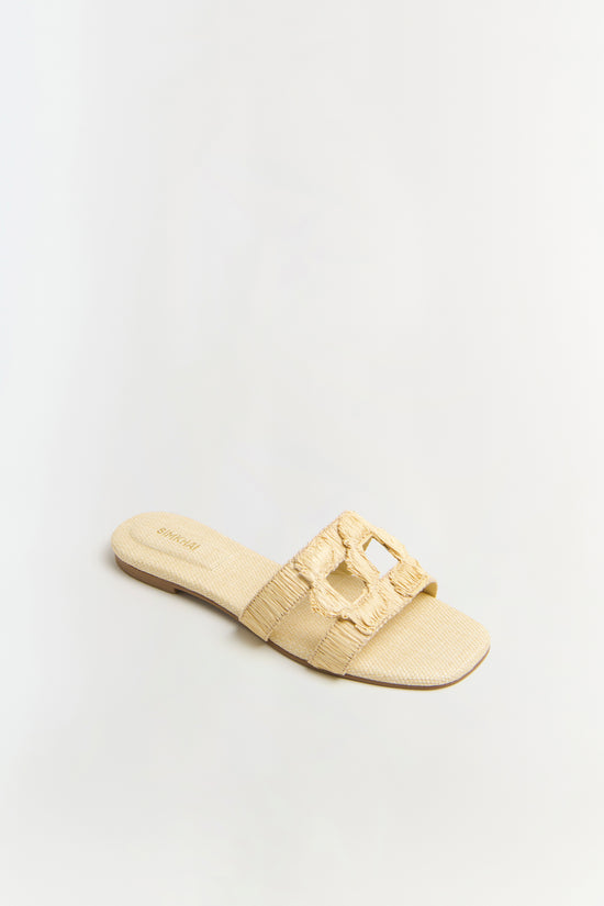 Simkhai Monogram Raffia Flat Slide