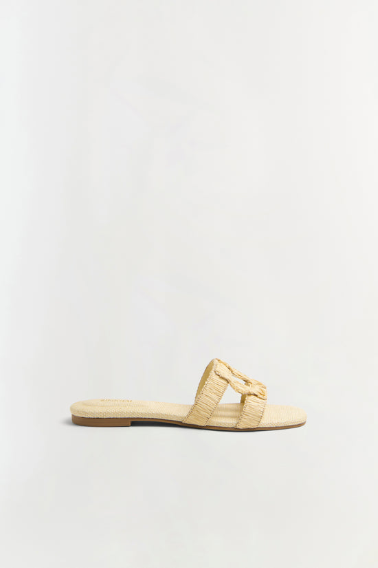 Simkhai Monogram Raffia Flat Slide