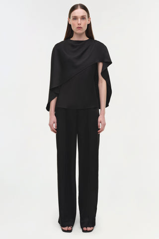 Eliora Draped Satin Cape Top