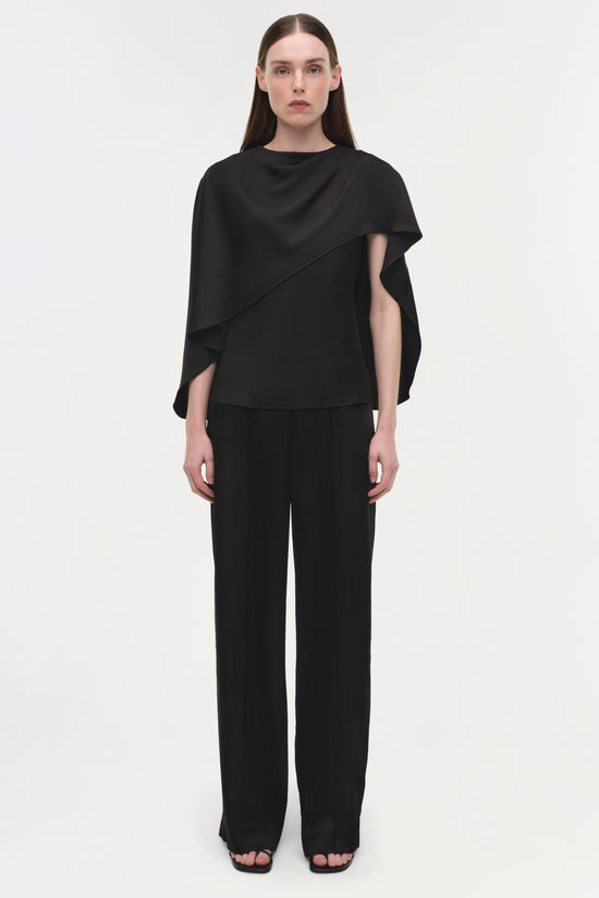 Eliora Draped Satin Cape Top