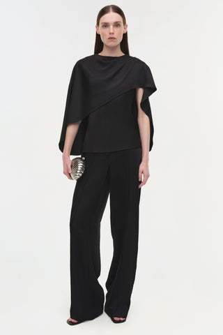 Eliora Draped Satin Cape Top