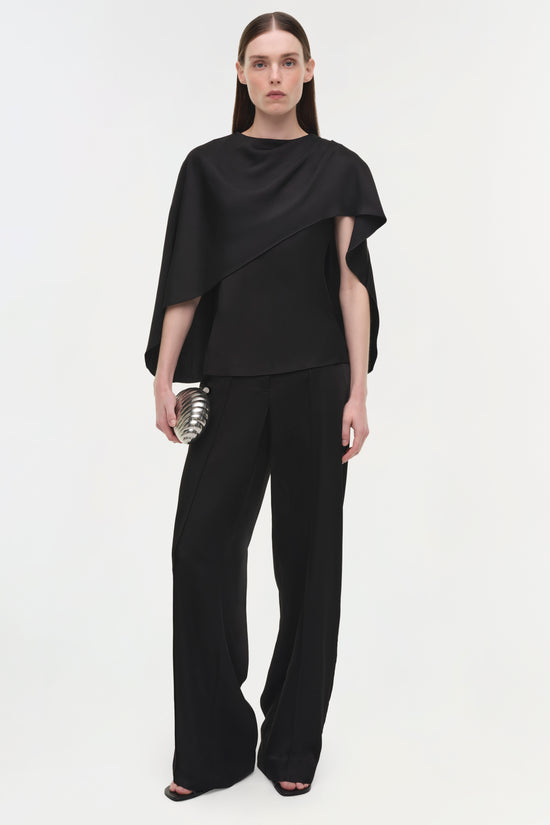 Eliora Draped Satin Cape Top