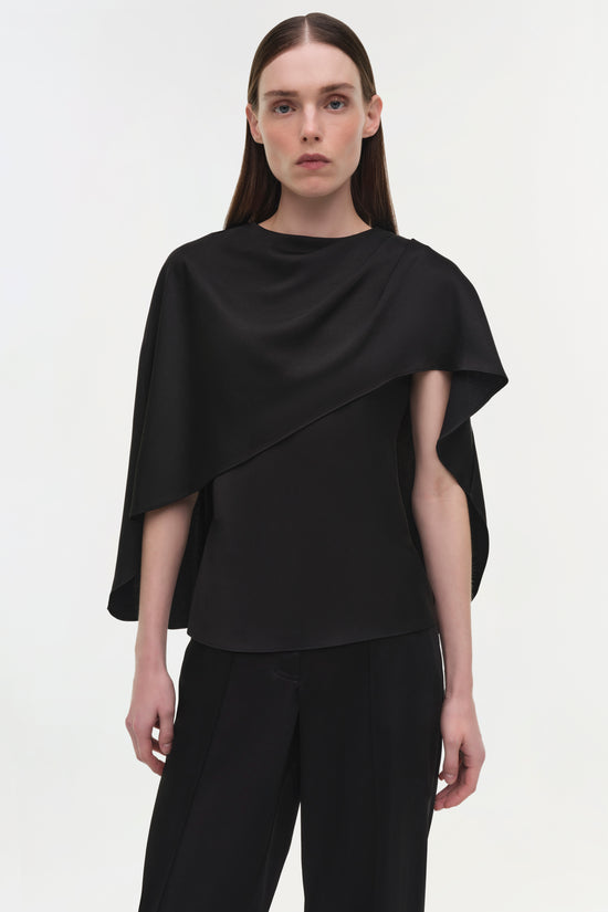 Eliora Draped Satin Cape Top
