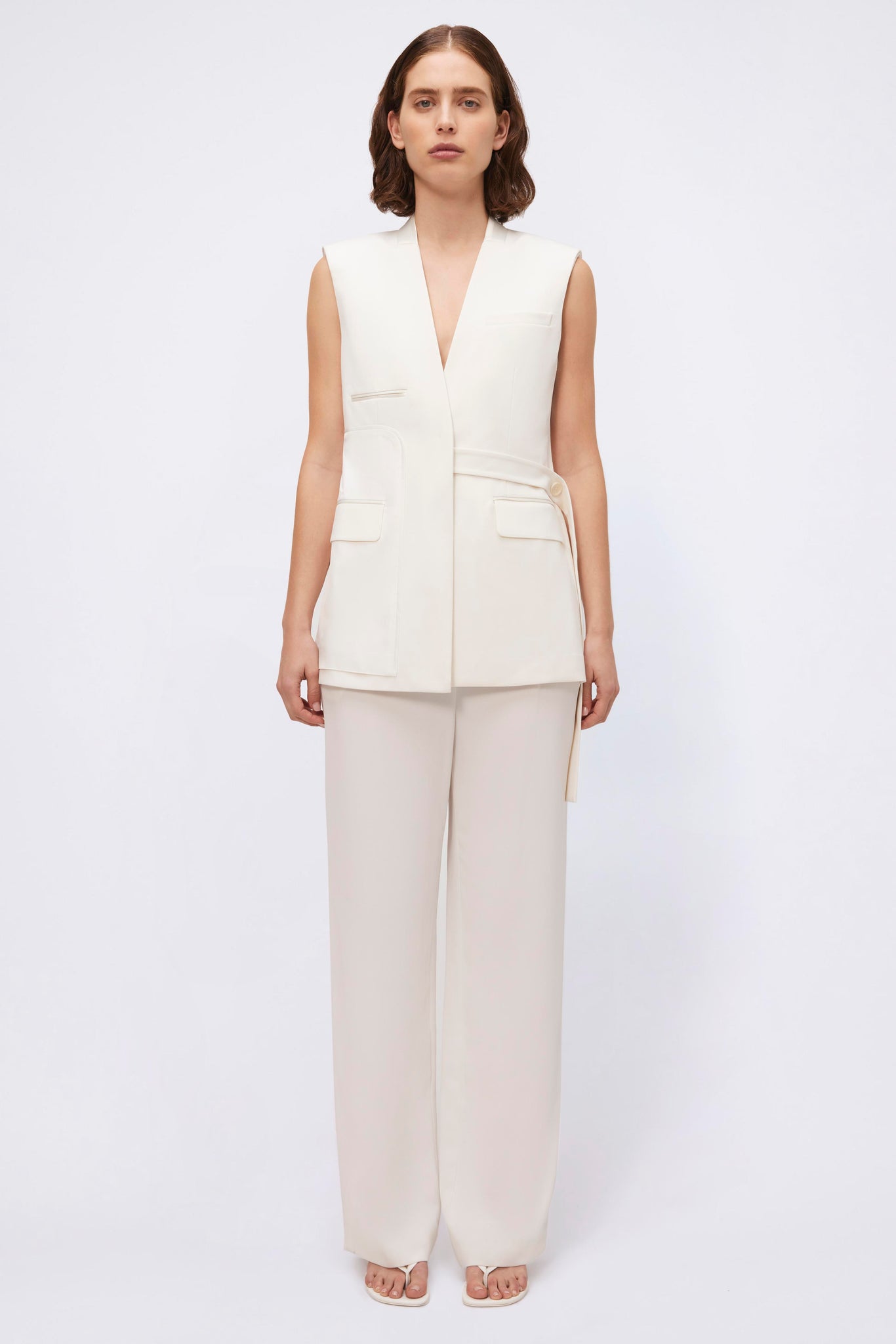 Kirby Reverse Tailored Vest - Ivory | SIMKHAI