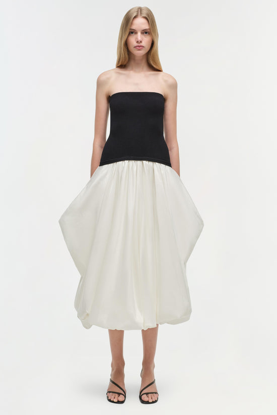 Izzy Strapless Taffeta Midi Dress
