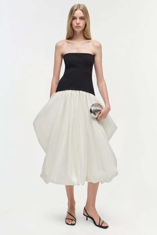Izzy Strapless Taffeta Midi Dress