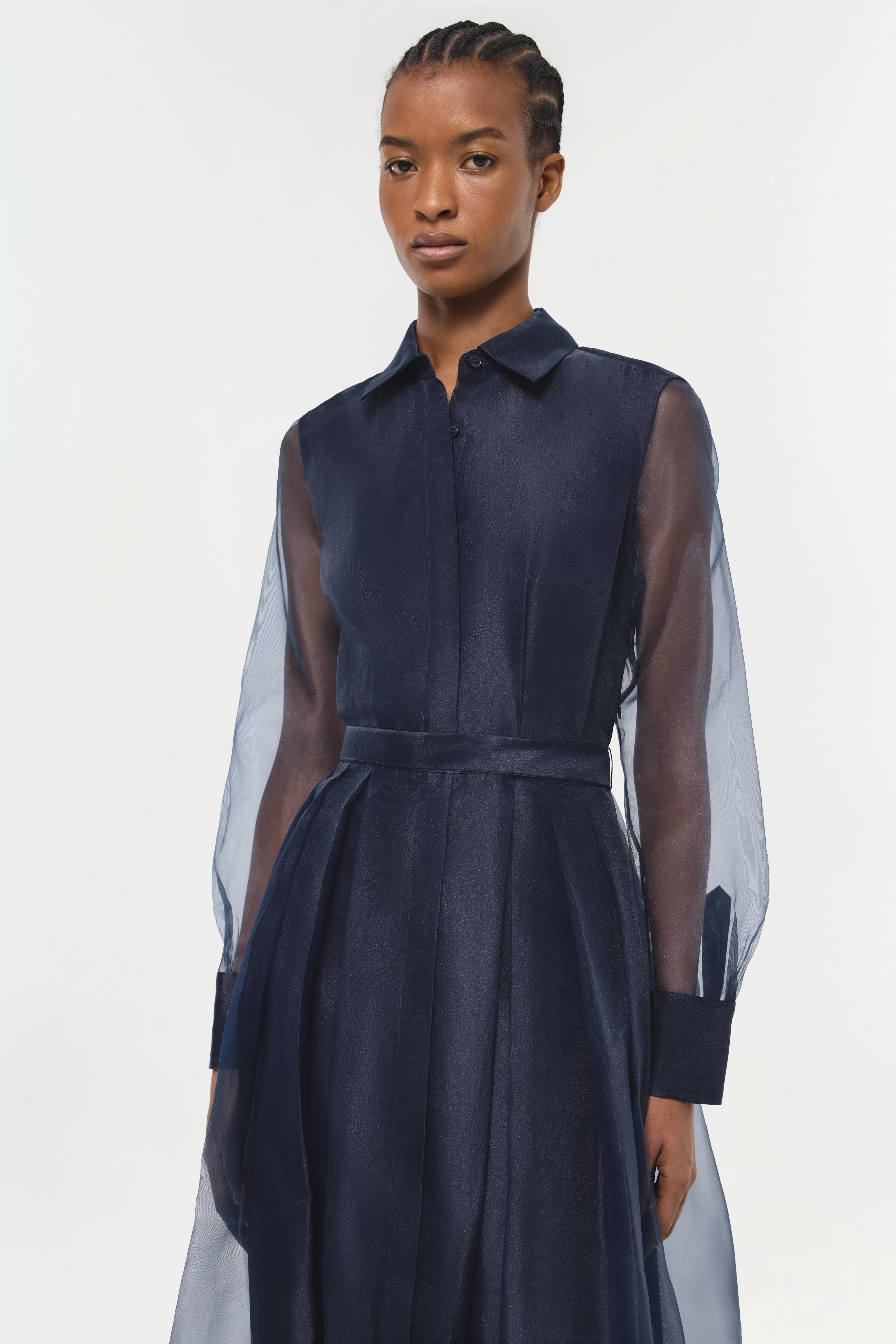 Simkhai Women's Montgomery Organza Button-Front Gown - Midnight - Size 10 Simkhai Women's Montgomery Organza Button-Front Gown - Midnight - Size 10