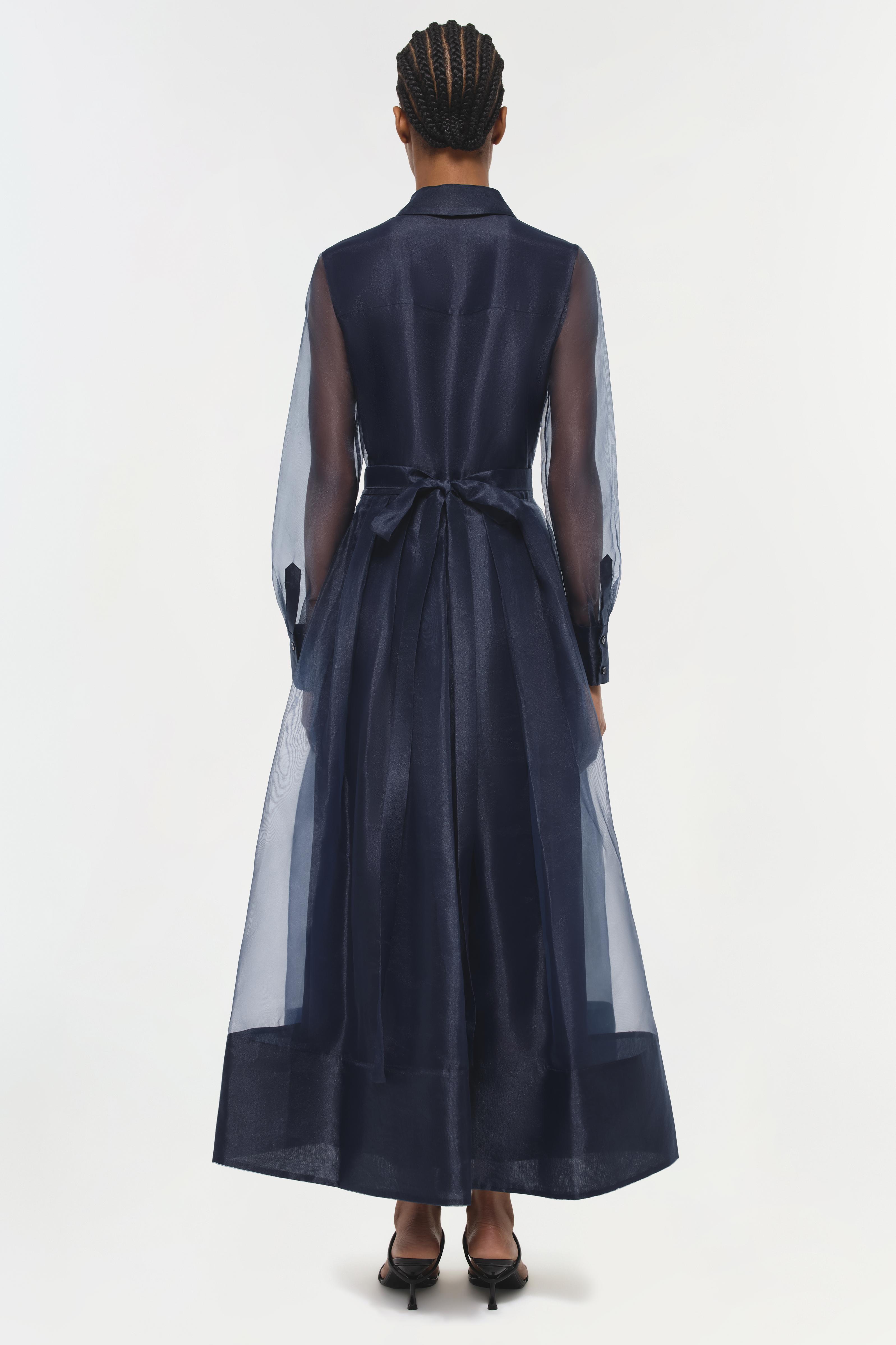 Montgomery Button Up Long Sleeve Midi Dress - Midnight Blue | SIMKHAI Montgomery Button Up Long Sleeve Midi Dress - Midnight Blue | SIMKHAI