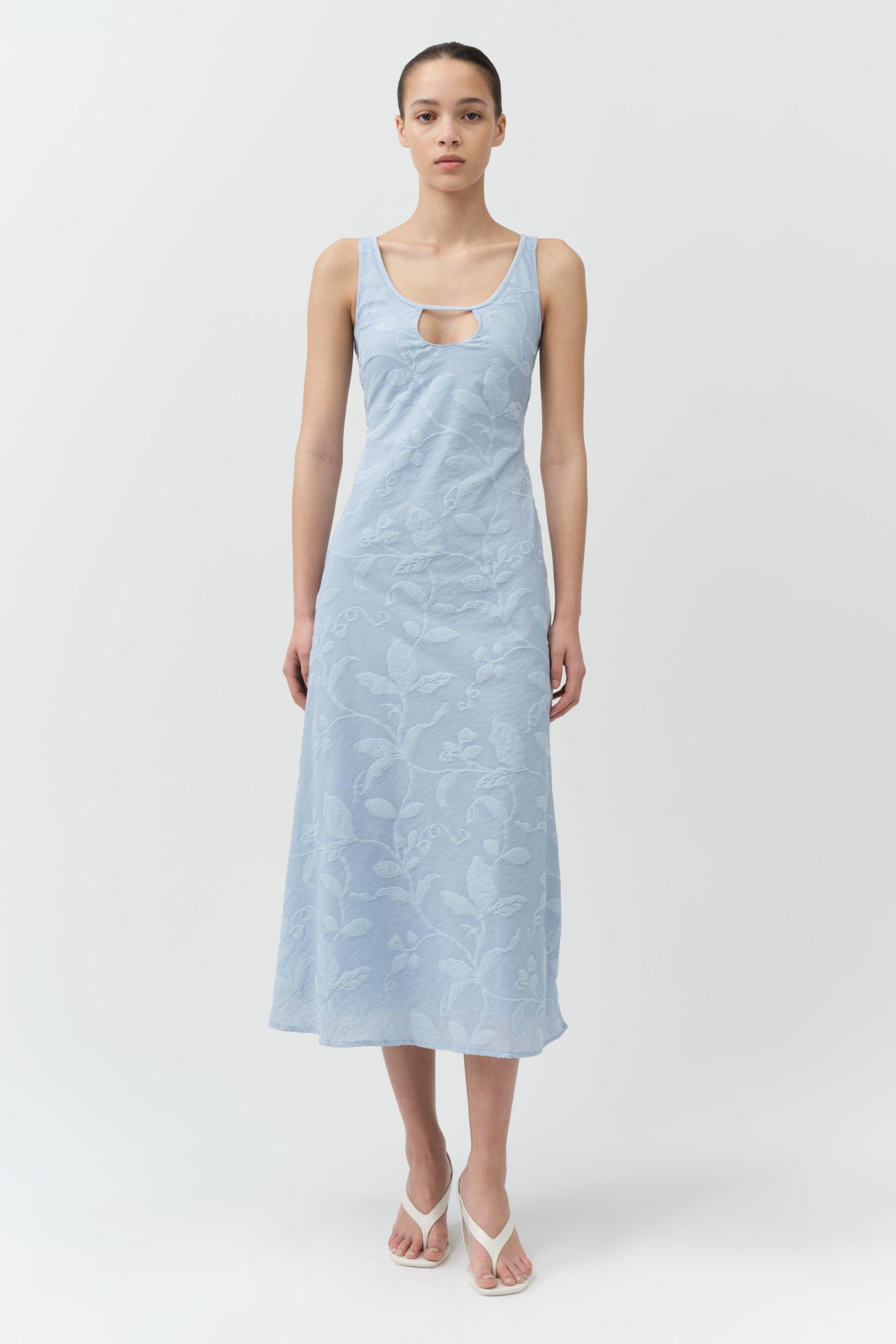simkhai rosalie jacquard midi dress SIMKHAI Women's Rosalia Jacquard Midi Dress in Sky, Size 00