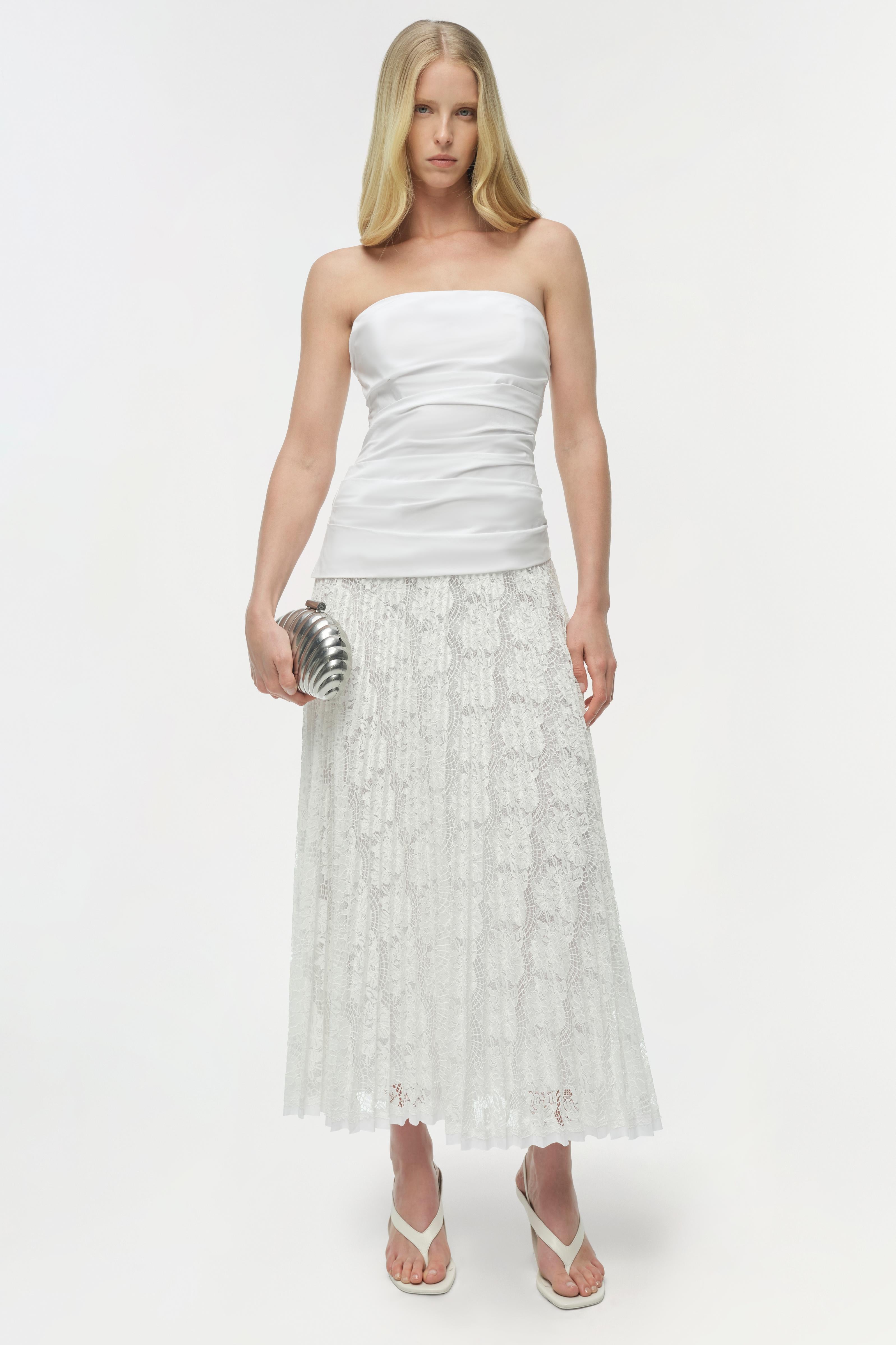 SIMKHAI Women's Annalise Lace Strapless Midi-Dress - Ivory - Size 10 SIMKHAI Women's Annalise Lace Strapless Midi-Dress - Ivory - Size 10
