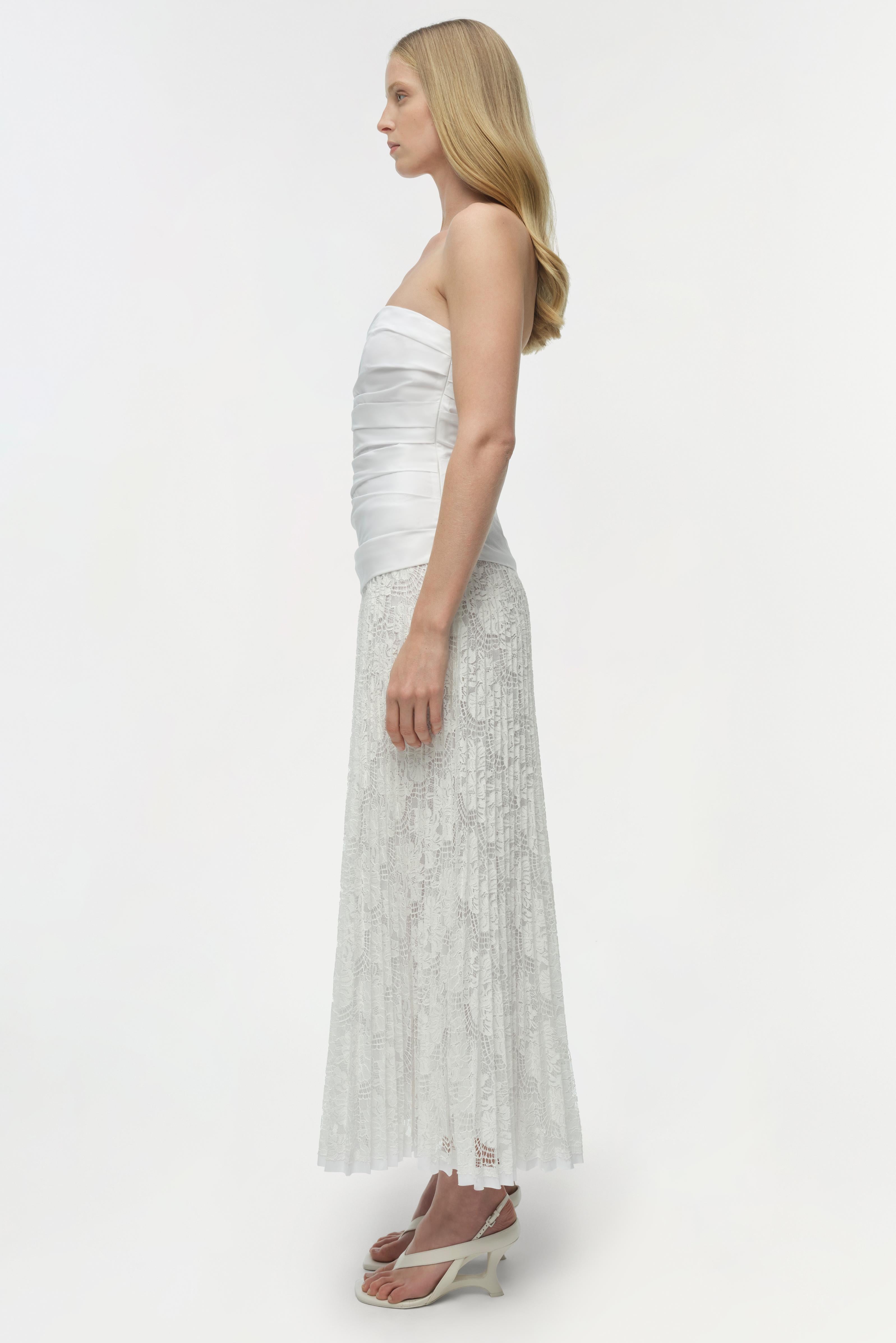 SIMKHAI Women's Annalise Lace Strapless Midi-Dress - Ivory - Size 10 SIMKHAI Women's Annalise Lace Strapless Midi-Dress - Ivory - Size 10