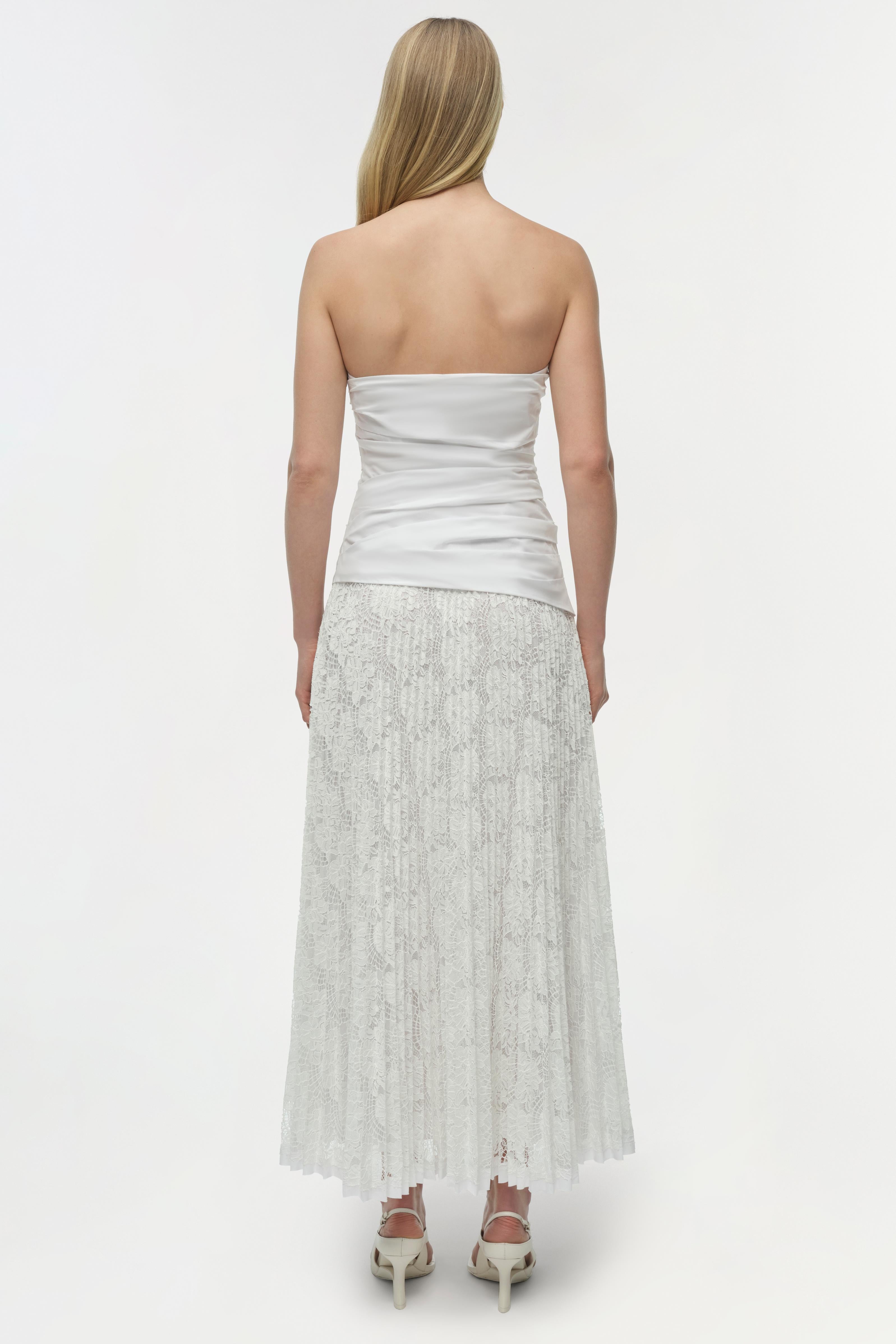 SIMKHAI Women's Knitted Annalise Cotton Lace Midi Dress in Ivory, Size 10