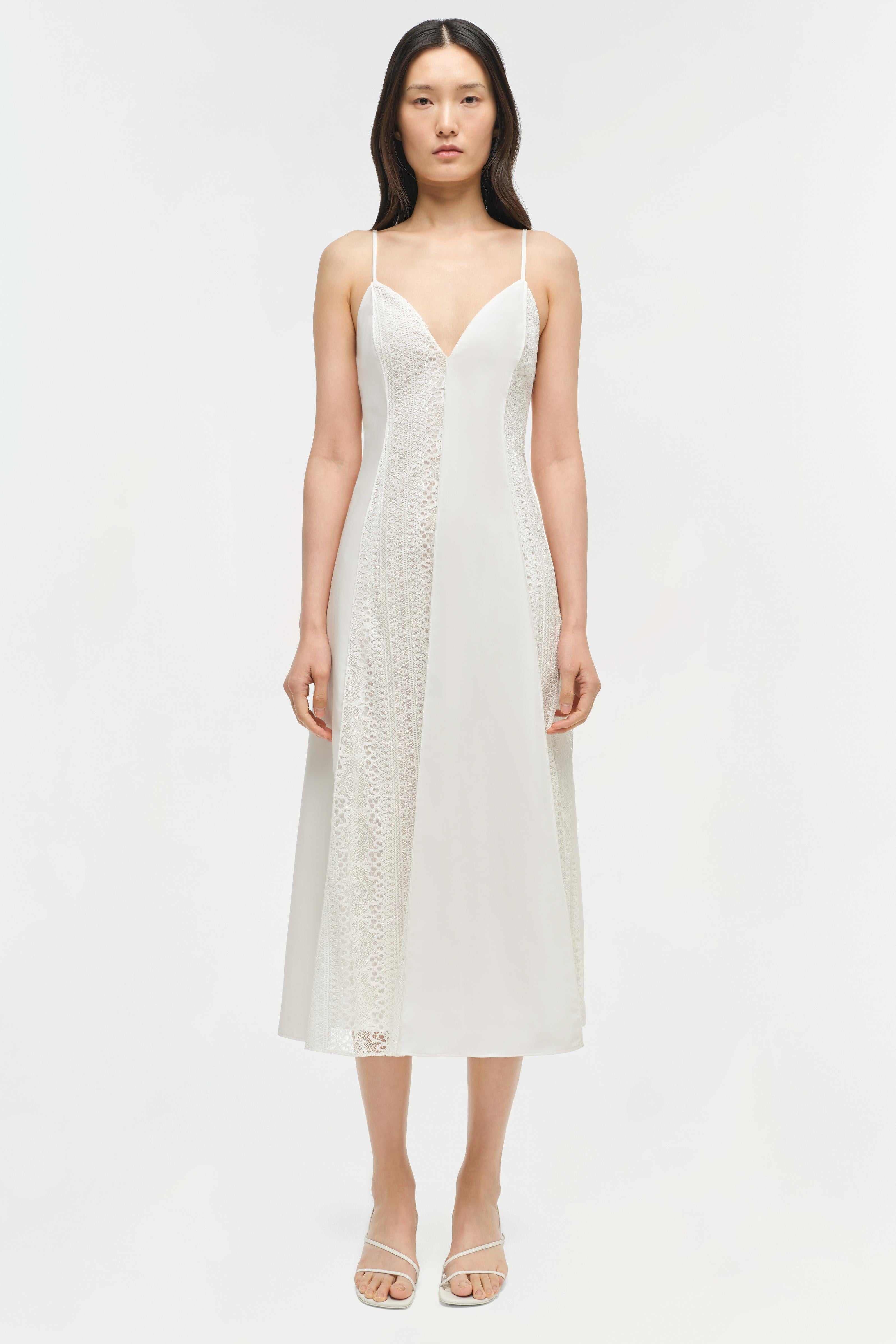 Simkhai Women's Mina Lace Midi Dress in White, Size 8 Simkhai Women's Mina Lace Midi Dress in White, Size 8
