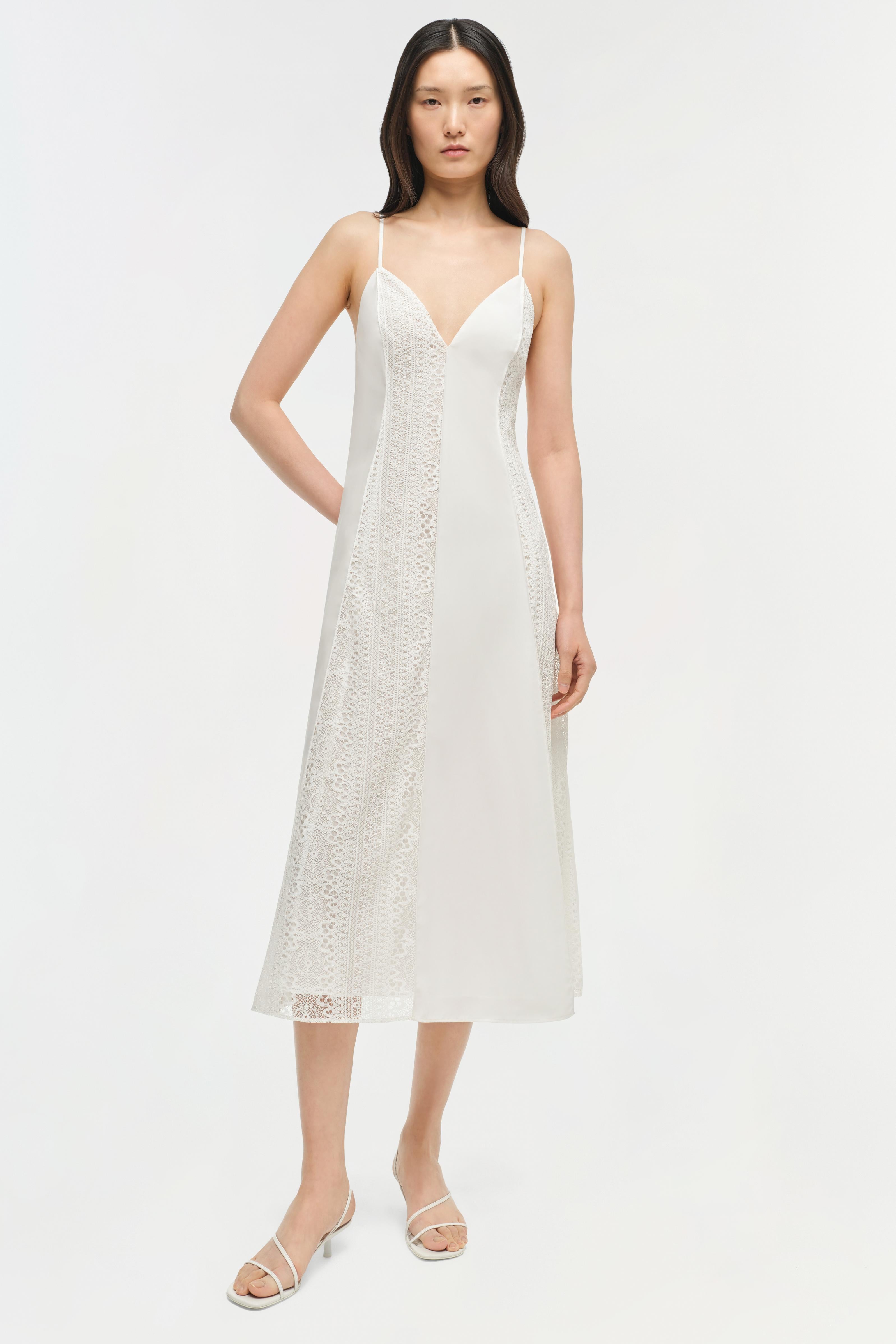 SIMKHAI Women's Mina Lace Midi Dress in White, Size 8