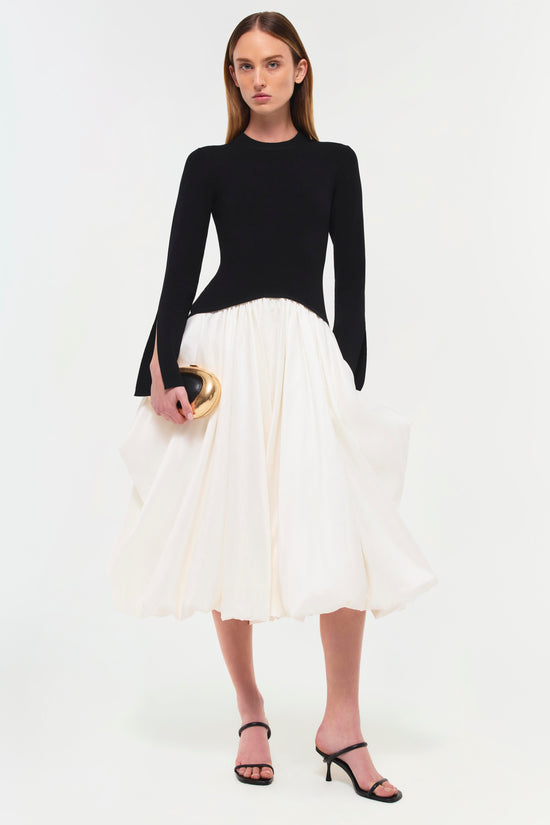 Kenlie Taffeta Knit Midi Dress