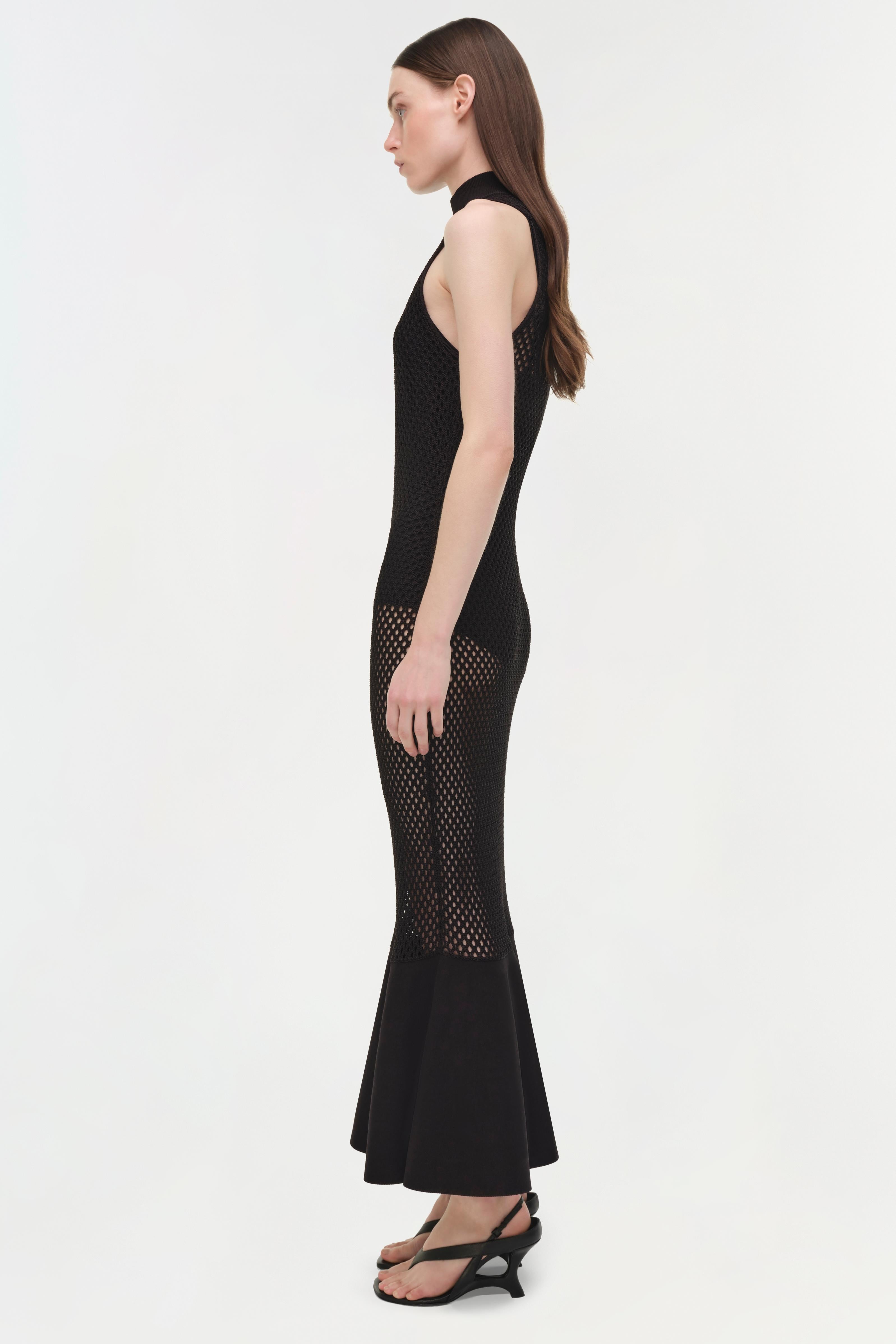 SIMKHAI Women's Daxton Mesh Knit Dress in Black, Size Large SIMKHAI Women's Daxton Mesh Knit Dress in Black, Size Large