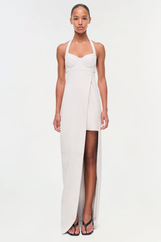 Cassidy Draped Leather Midi Dress