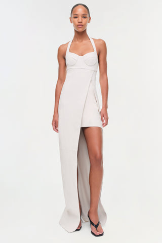 Cassidy Draped Leather Midi Dress