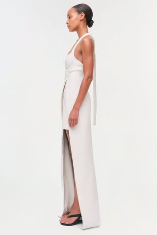 Cassidy Draped Leather Midi Dress