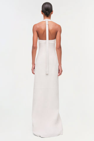 Cassidy Draped Leather Midi Dress