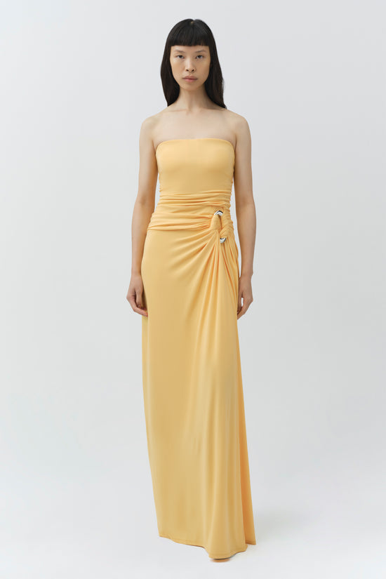 Emma Strapless Draped Jersey Bustier Gown