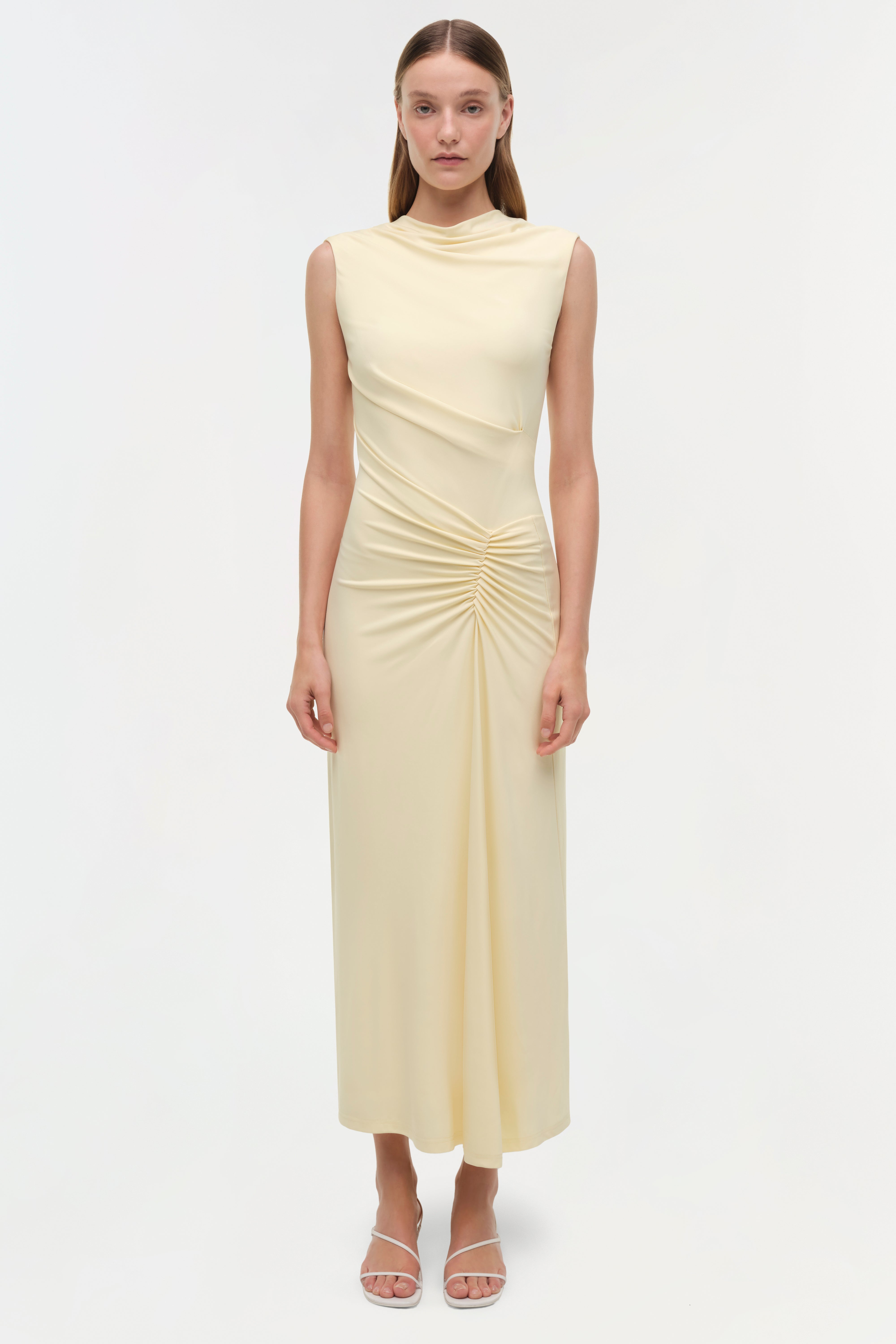 Acacia Sleeveless Midi Dress - Buttercream Yellow | SIMKHAI Acacia Sleeveless Midi Dress - Buttercream Yellow | SIMKHAI