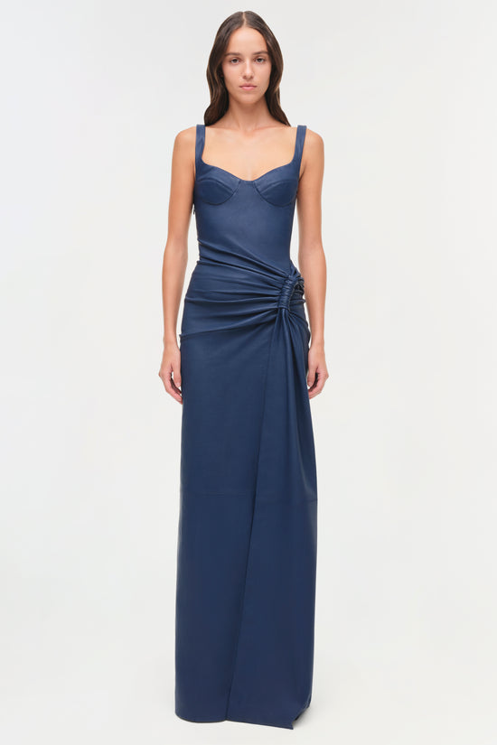 Lyle Draped Leather Dress