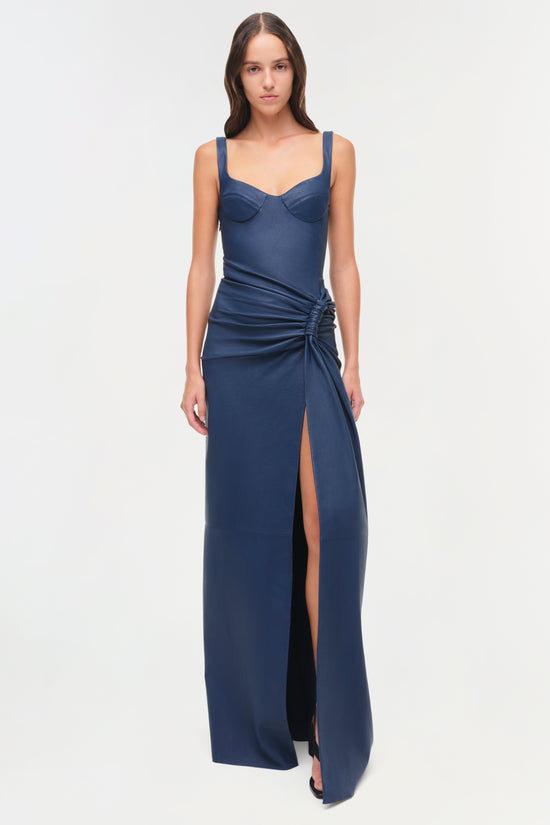 Lyle Draped Leather Dress