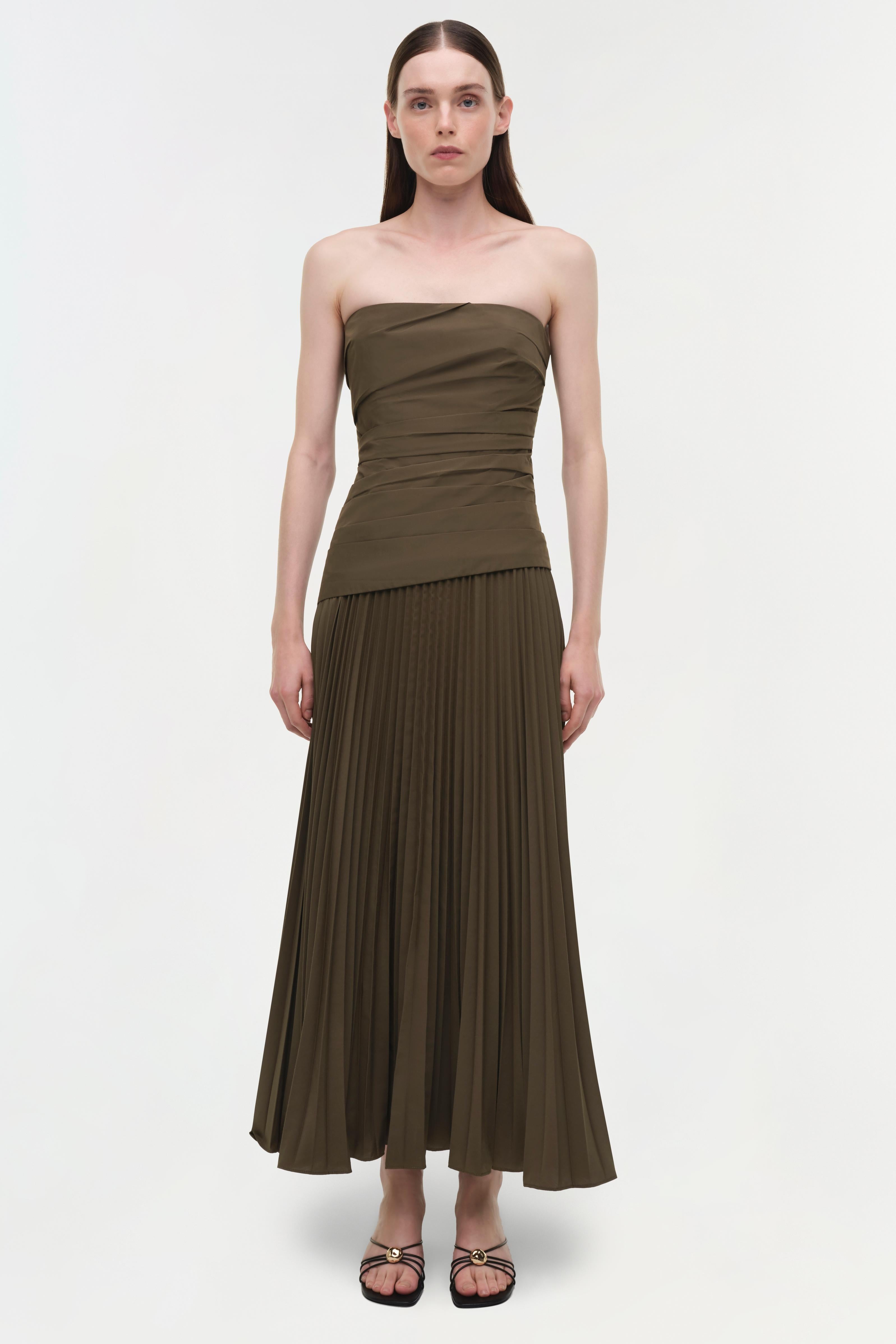 SIMKHAI Women's Arie Strapless Bustier Midi-Dress - Fern