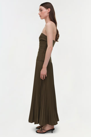 Arie Strapless Cotton Bustier Midi Dress