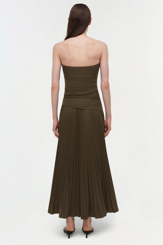 Arie Strapless Cotton Bustier Midi Dress