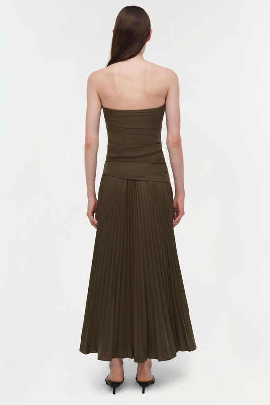 Arie Strapless Cotton Bustier Midi Dress