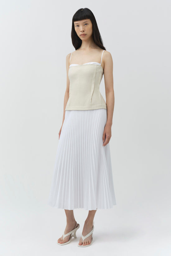 bustier top midi dress SIMKHAI Women's Duval Linen Bustier Midi Dress in Sand/Multi, Lace, Size 12