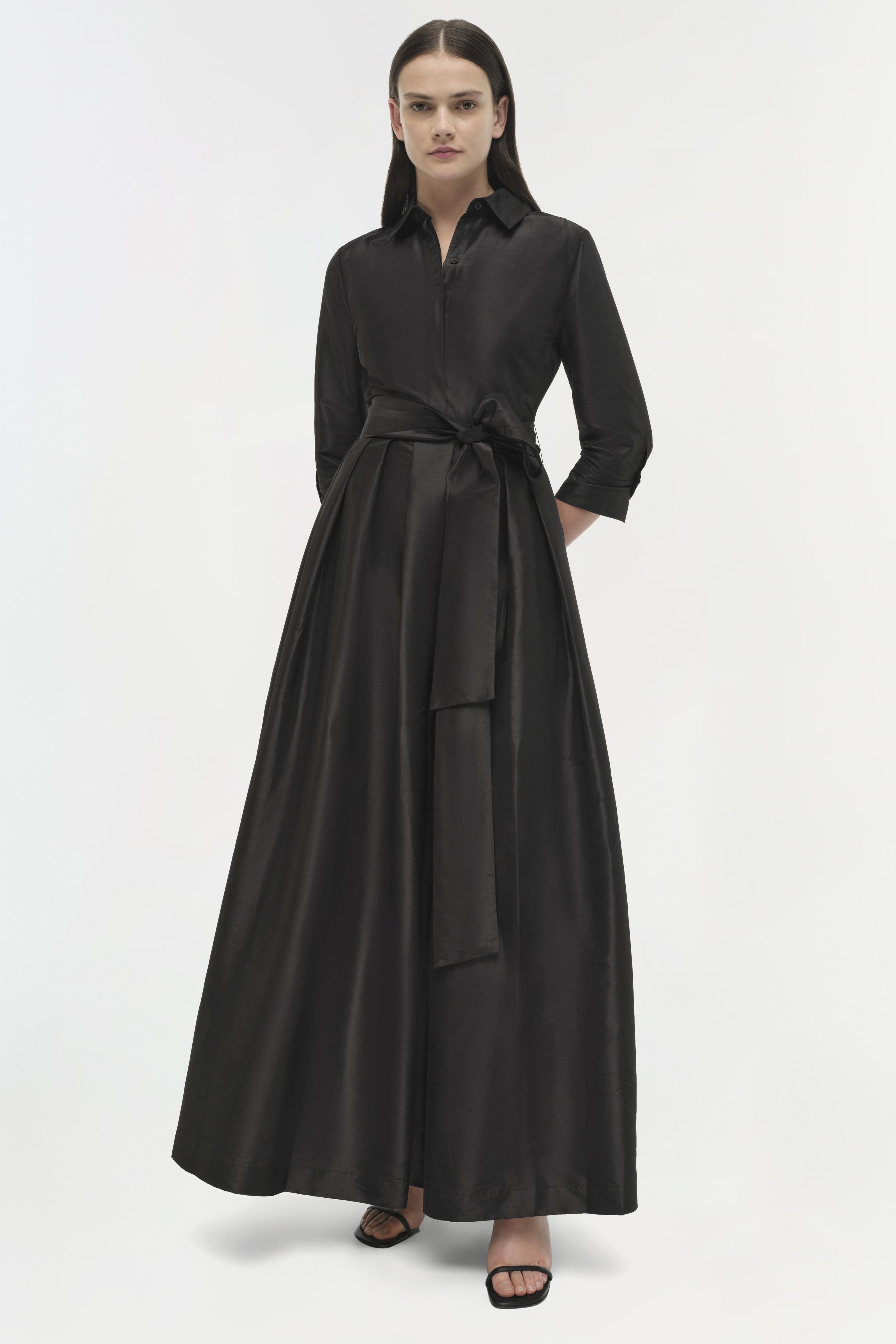 Julip Short Sleeve Belted Gown - Black | SIMKHAI Julip Short Sleeve Belted Gown - Black | SIMKHAI