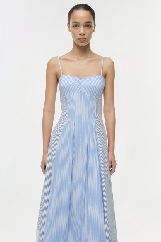 simkhai dress blue SIMKHAI Women's Deanna Belted Midi-Dress - Midnight