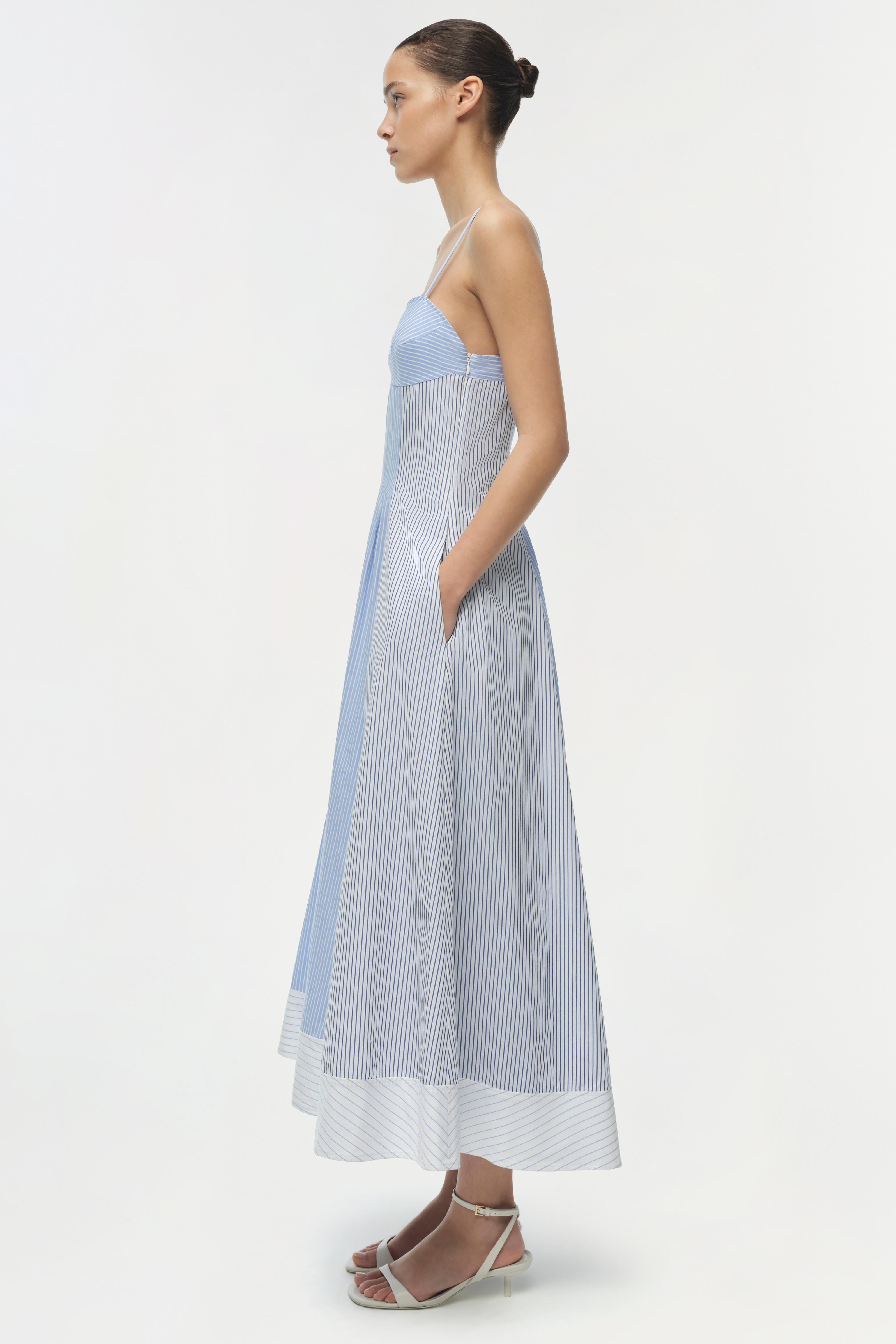 SIMKHAI Chamberlain Cotton Midi Dress in Blue SIMKHAI Chamberlain Cotton Midi Dress in Blue