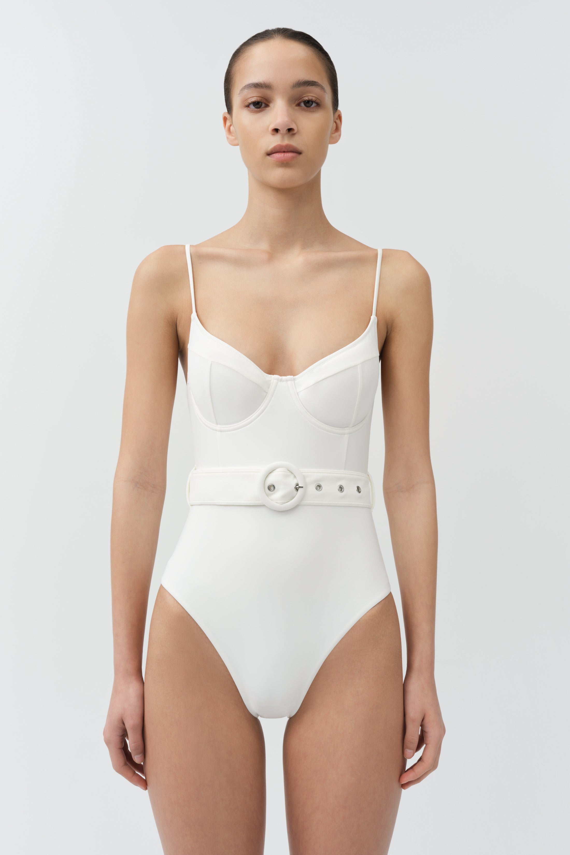 Signature Noa Bustier One Piece Swimsuit - White | SIMKHAI Signature Noa Bustier One Piece Swimsuit - White | SIMKHAI