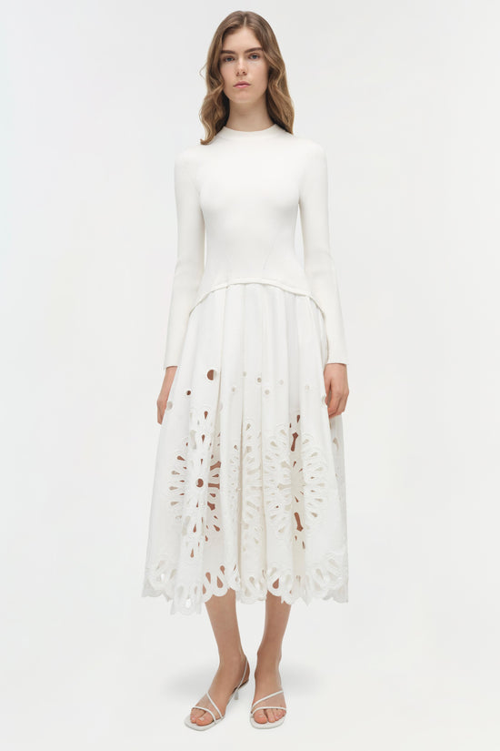 SIMKHAI Women's McKinnon Guipure Midi Dress in Ivory, Lace, Size 8 SIMKHAI Women's McKinnon Guipure Midi Dress in Ivory, Lace, Size 8