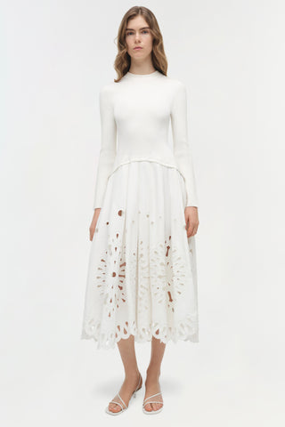 Daila Embroidered Knit Midi Dress