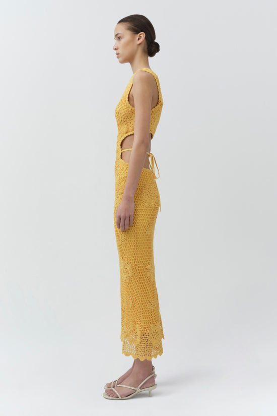 yellow crochet dress Novalee Flower Maxi Crafted of a crochet knit Yellow Crochet Top Short Dress