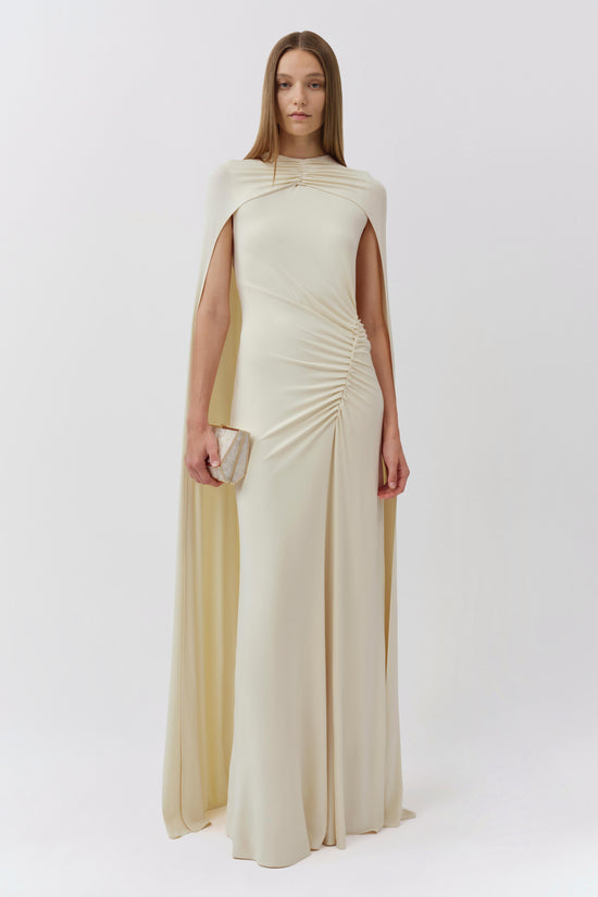 Demi Draped Jersey Cape Gown