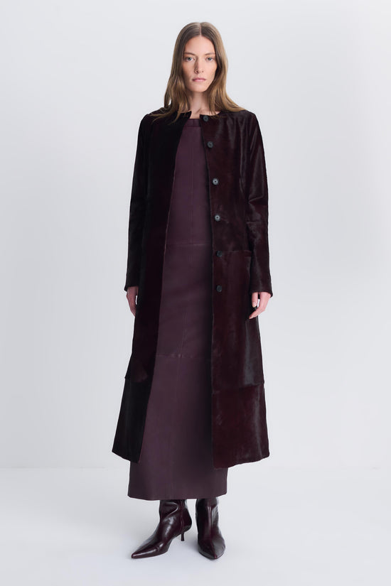 Bowie Collarless Calf Hair Coat